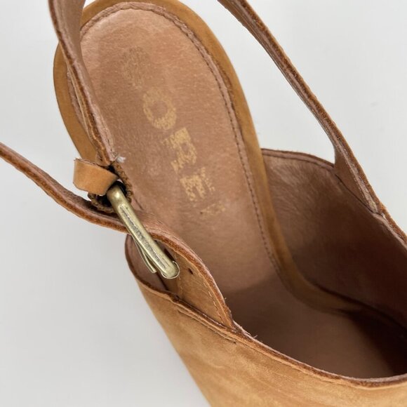 Sorel Nadia Camel Suede Block Heel Open Toe Slingback Sandals Heels Womens 9 - Picture 7 of 9